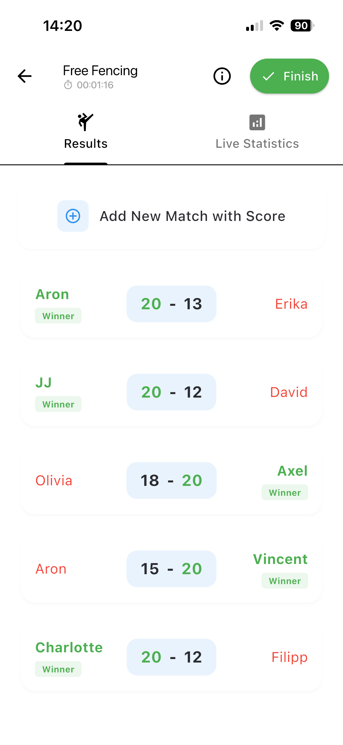 Free fencing training